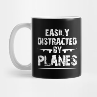 Easily Distracted By Airplanes, Funny Design For Aviators Mug